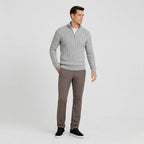 Men's Knit Jumper Cable Quarter-Zip Funnel Neck Regular Fit