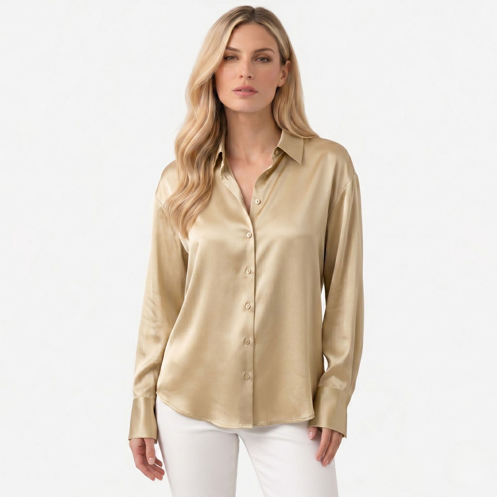 Monterelle | Women’s Satin Dress Blouse Classic Elegant Office Top