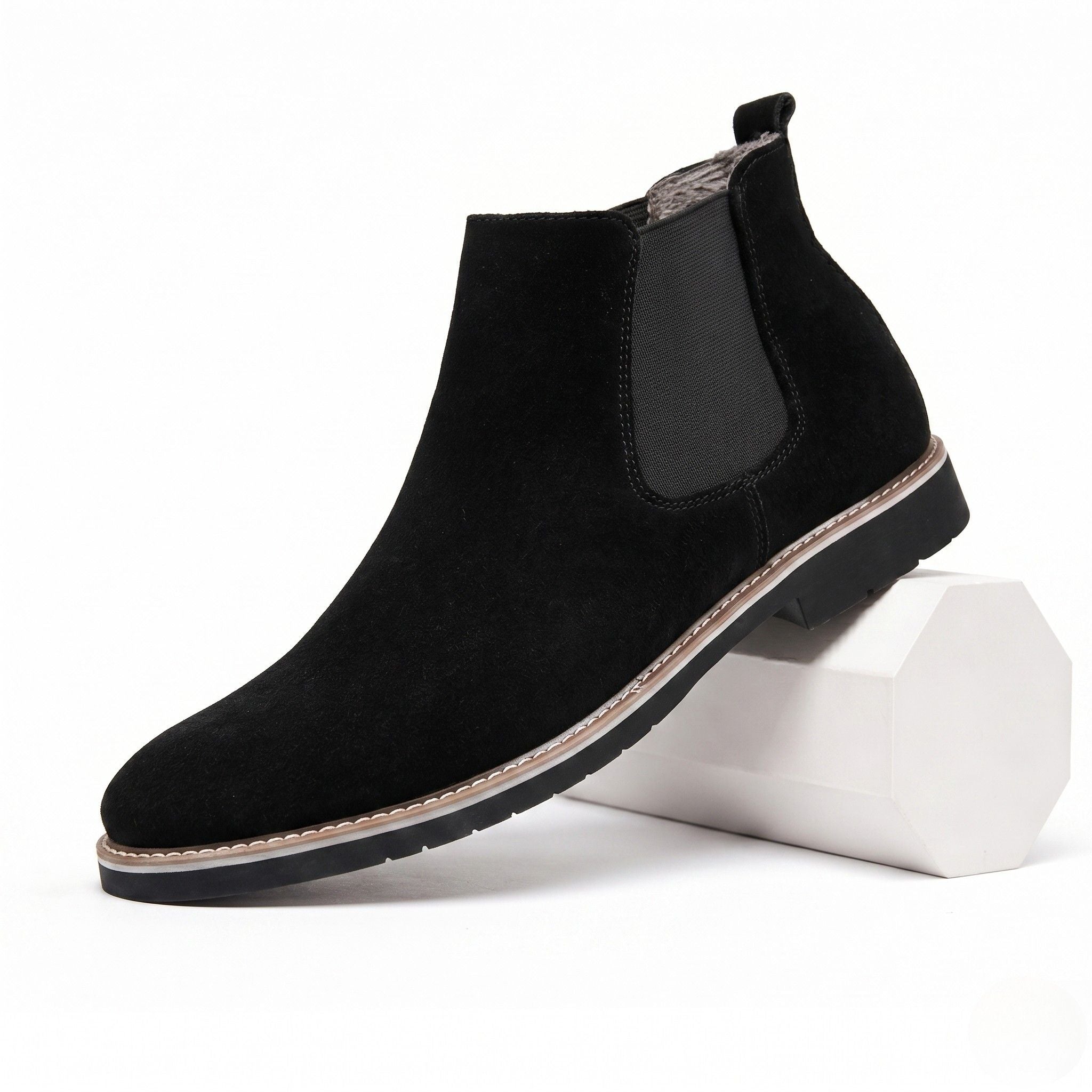 Men's Suede Chelsea Boots Elastic Side Panel