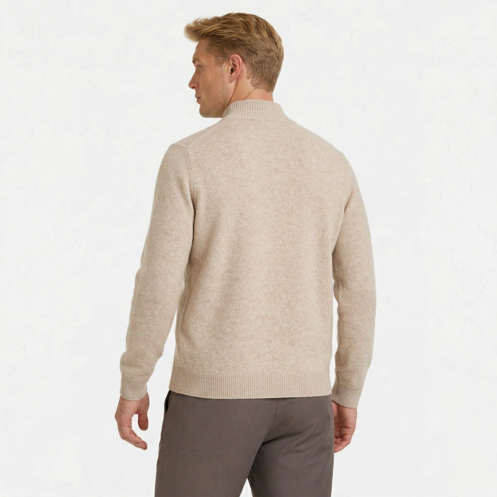 Men's Knit Cardigan Wool-Blend Zip Funnel Neck Regular Fit