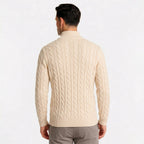 Men's Knit Jumper Cable Quarter-Zip Funnel Neck Regular Fit