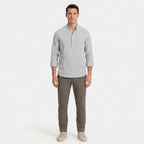 Men's Henley Shirt Long Sleeve Mandarin Collar Regular Fit