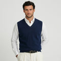 Men's Fine Knit Jumper Vest V-Neck Regular Fit