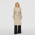 Women's Trench Coat Double-Breasted Belted Longline Relaxed Fit