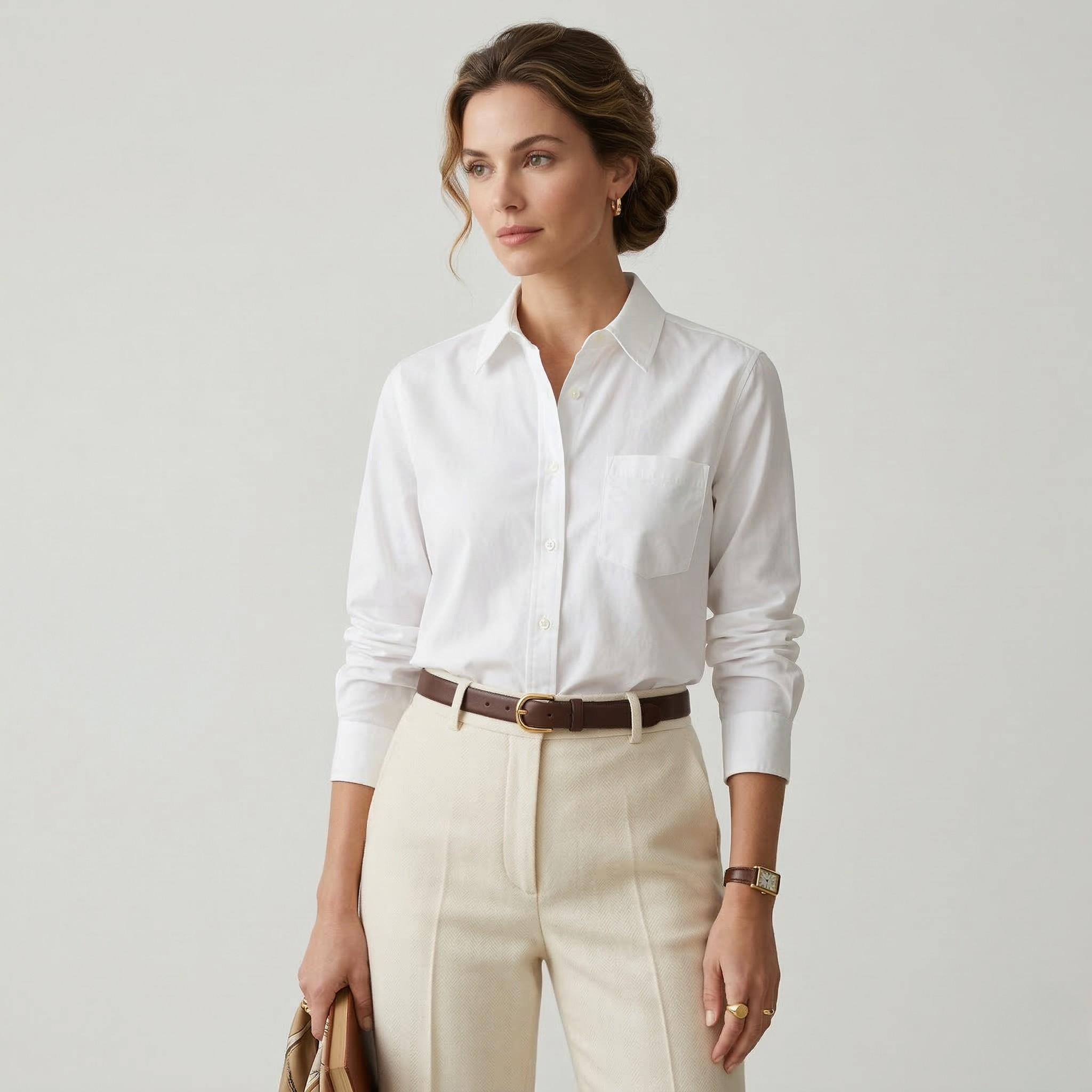 Monterelle | Women’s White Cotton Office Shirt Long Sleeve