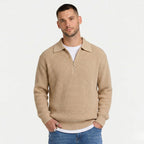 Men's Knit Polo Ribbed Quarter-Zip Relaxed Fit