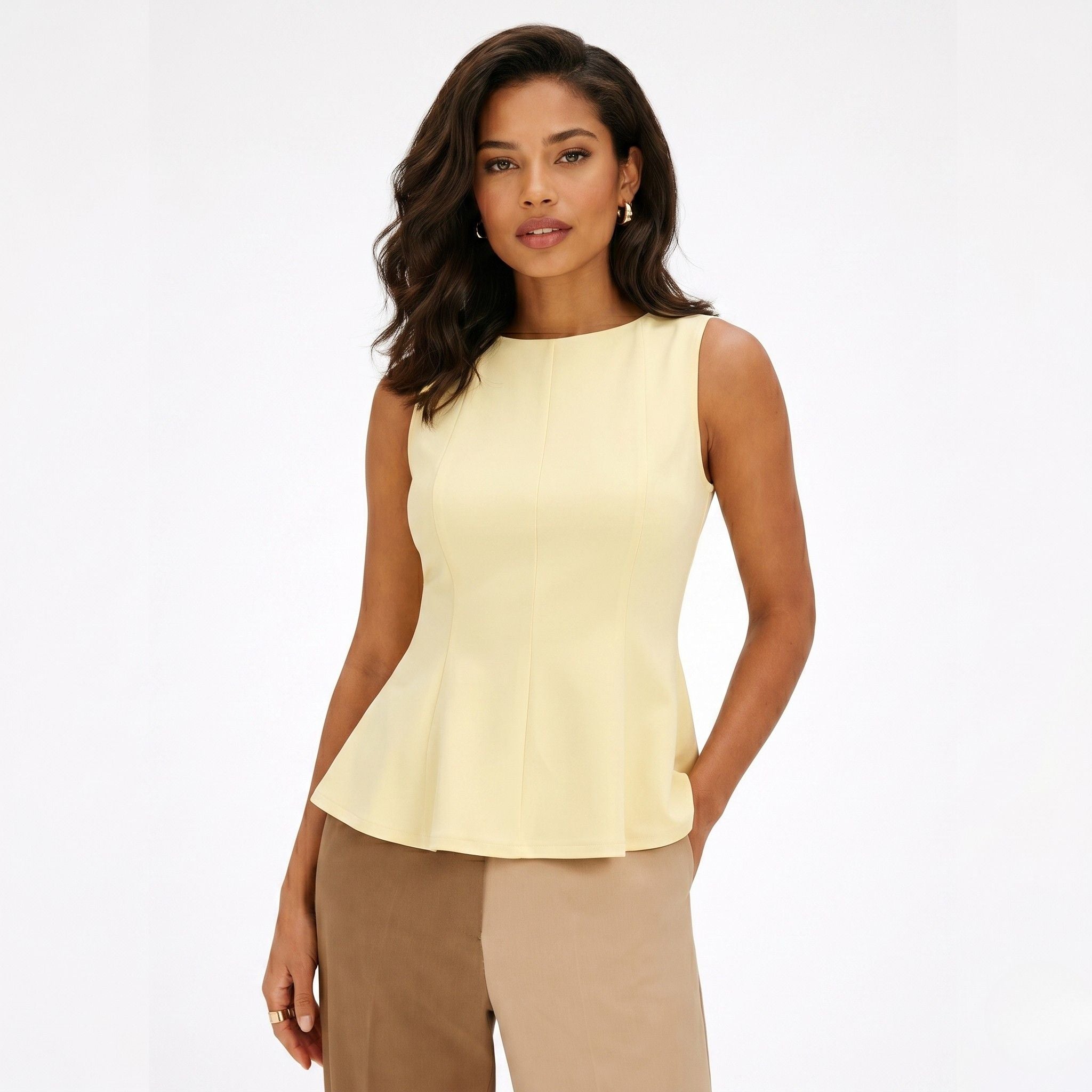 Women's Blouse Sleeveless Peplum Slim Fit