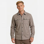 Men's Long Sleeve Overshirt Snap-Button Regular Fit