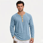 Men's Henley Shirt Long Sleeve Regular Fit