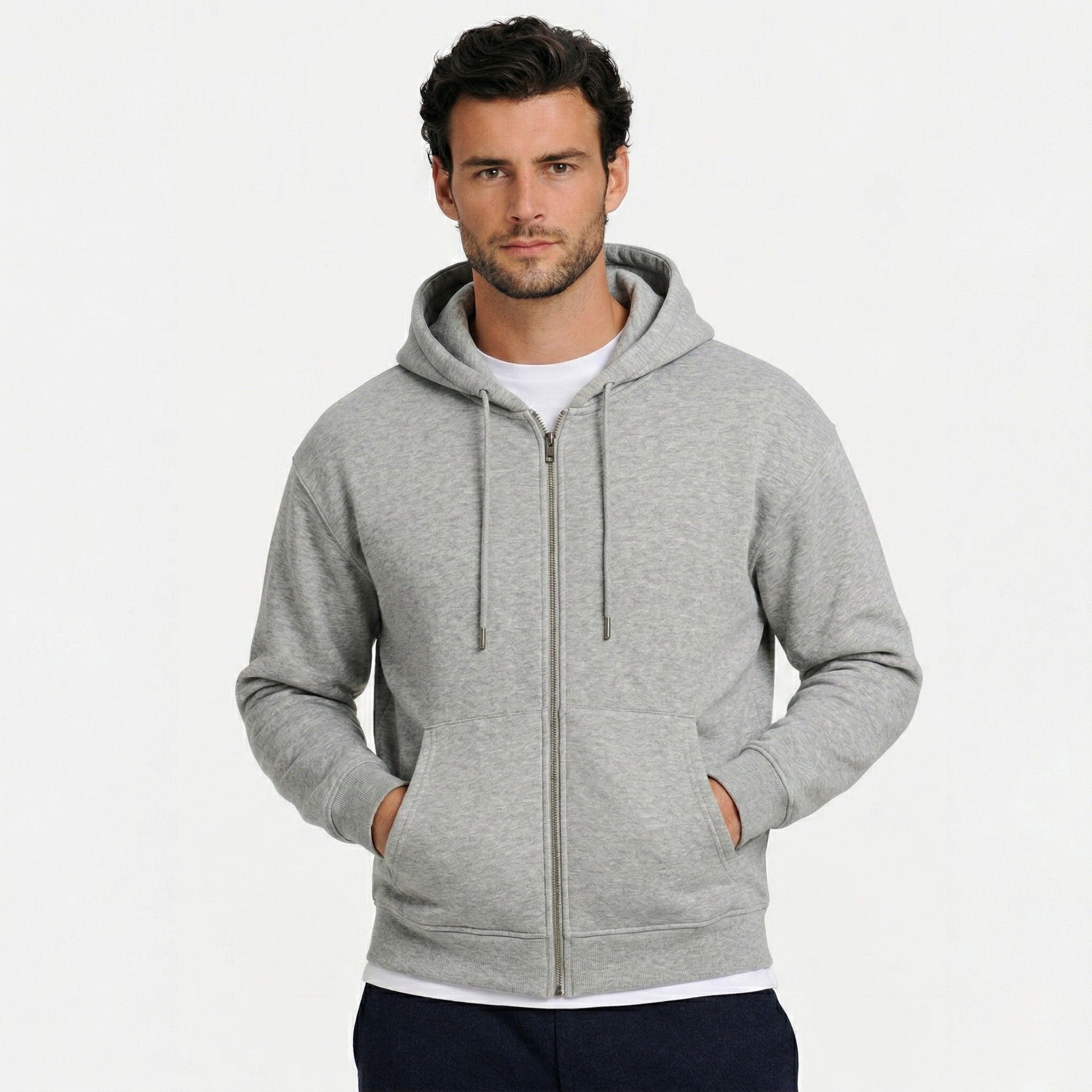 Men's Full-Zip Hoodie Drawstring with Kangaroo Pockets Regular Fit