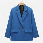 Women's Double-Breasted Blazer Peak Lapel Longline Tailored Relaxed Fit