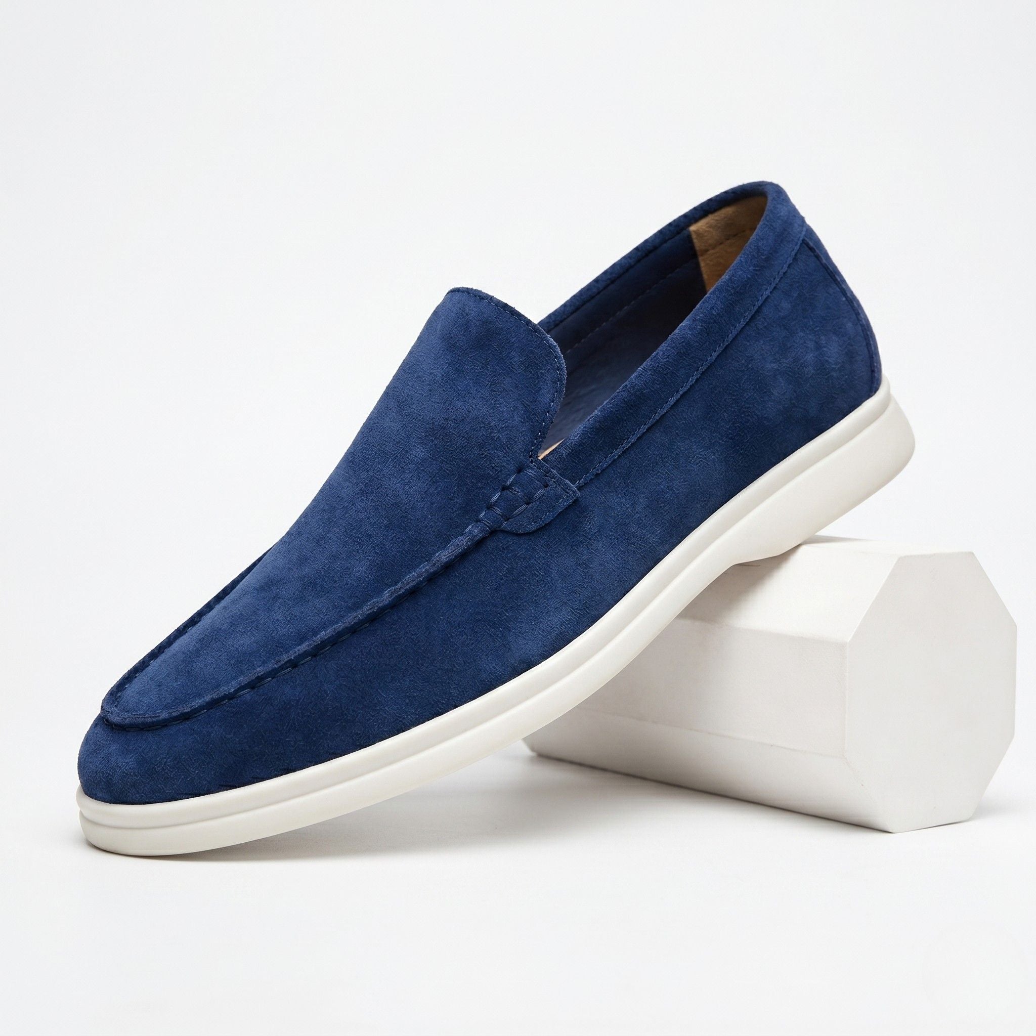 Women's Suede Slip-On Loafers Moccasin Stitch Flatform Sole