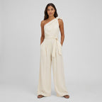 Women's Jumpsuit Dress Tie Waist Leg Relaxed Fit