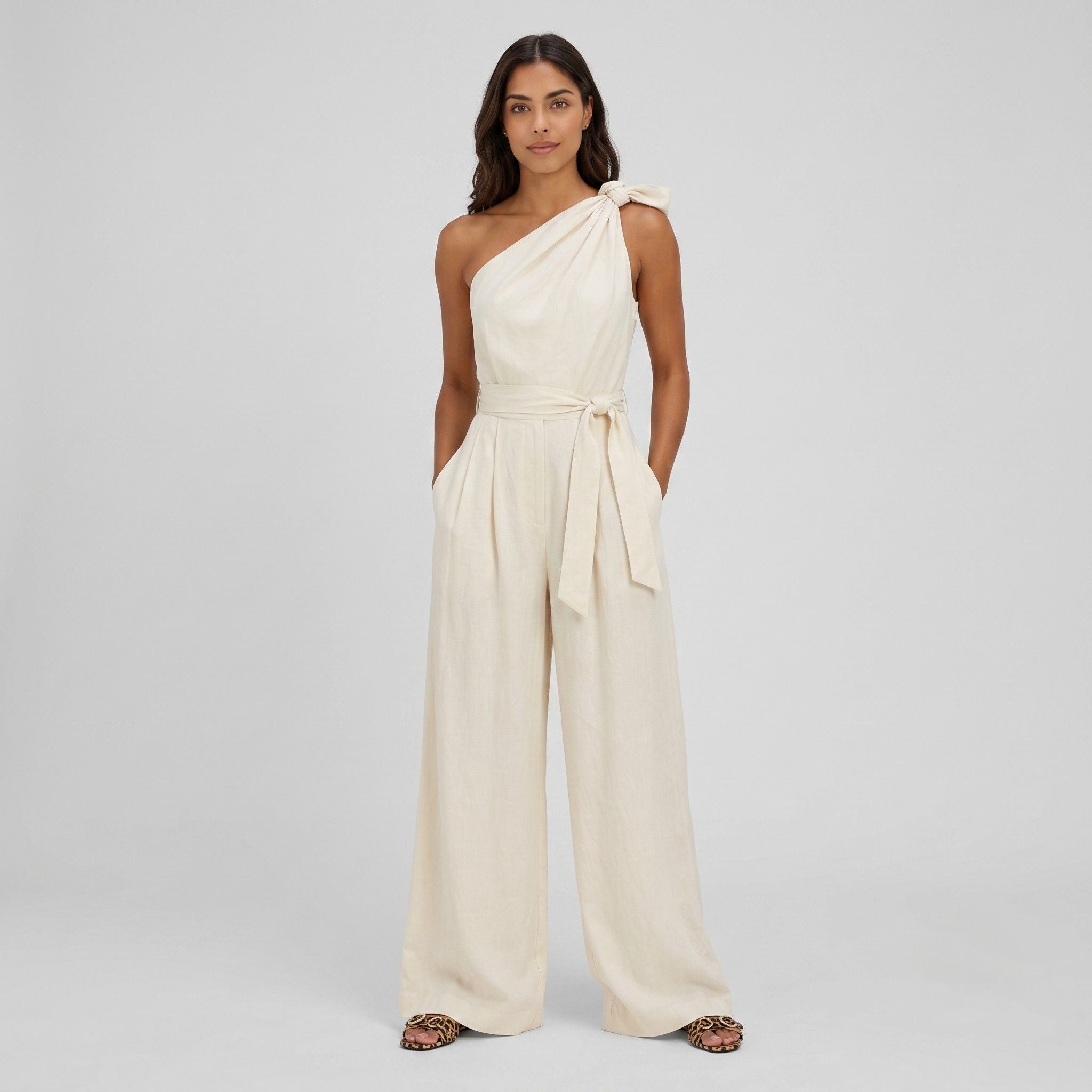 Women's Jumpsuit Dress Tie Waist Leg Relaxed Fit