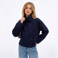 Women's Wool-Blend Coat Jacket Single-Breasted Funnel Neck
