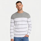 Men's Stripe Jumper Crew Neck Colour Block Regular Fit