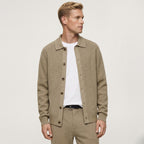 Men's Knit Cardigan Shirt Collar Button-Through Ribbed Regular Fit