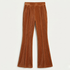 Women's High-Waist Trousers Corduroy Flared Fit
