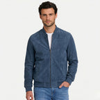 Men's Zip Bomber Jacket Ribbed Collar Regular Fit