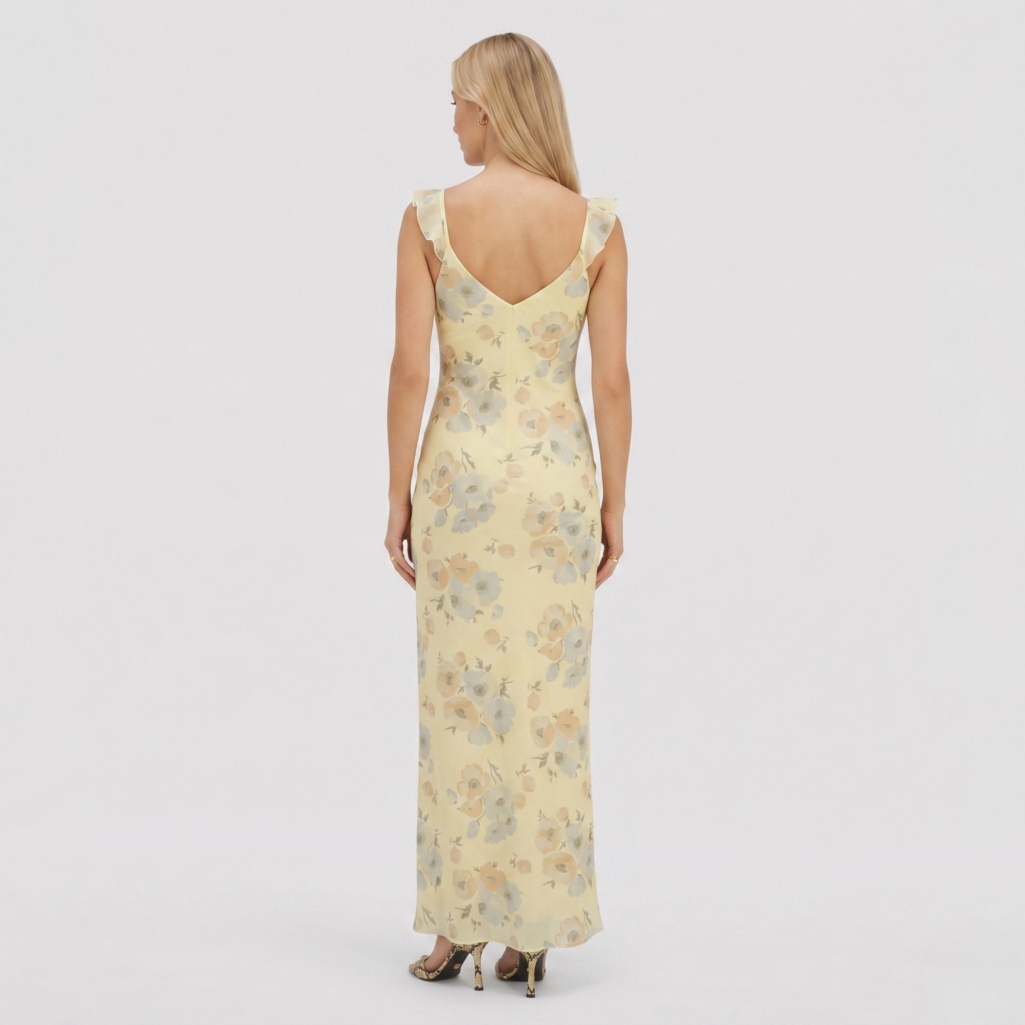 Women's Floral Maxi Dress V-Neck