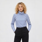 Women's Skivvy Neck Shirt Buttoned Long Sleeve