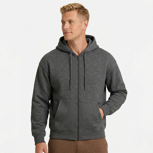 Men's Full-Zip Hoodie Drawstring with Kangaroo Pockets Regular Fit