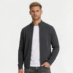 Men's Knit Cardigan Wool-Blend Zip Funnel Neck Regular Fit