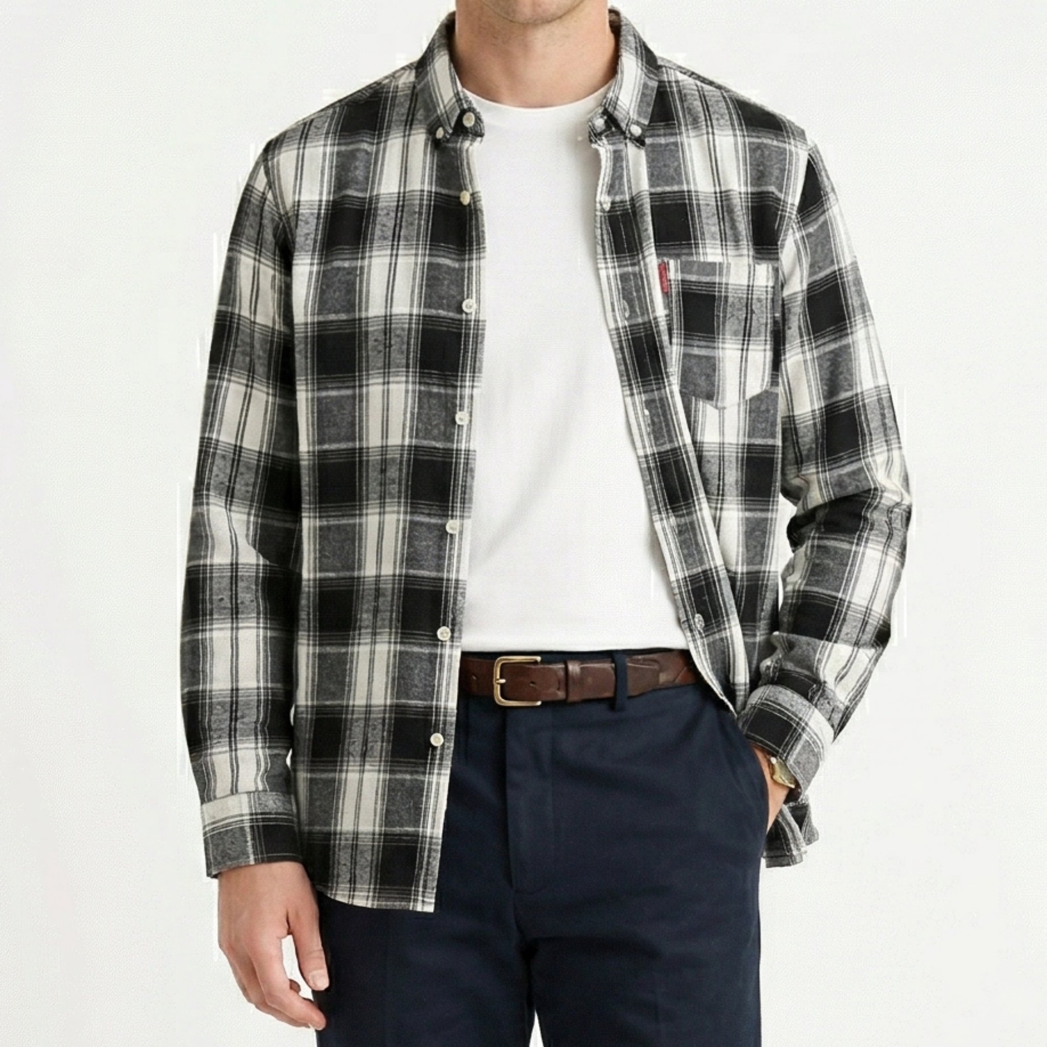 Monterelle | Men’s Plaid Shirt Cotton Lightweight Breathable Casual Fit