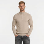 Men's Knit Jumper Quarter-Zip Funnel Neck Regular Fit