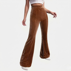 Women's High-Waist Trousers Corduroy Flared Fit