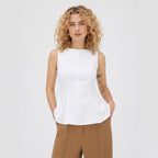 Women's Blouse Sleeveless Peplum Slim Fit