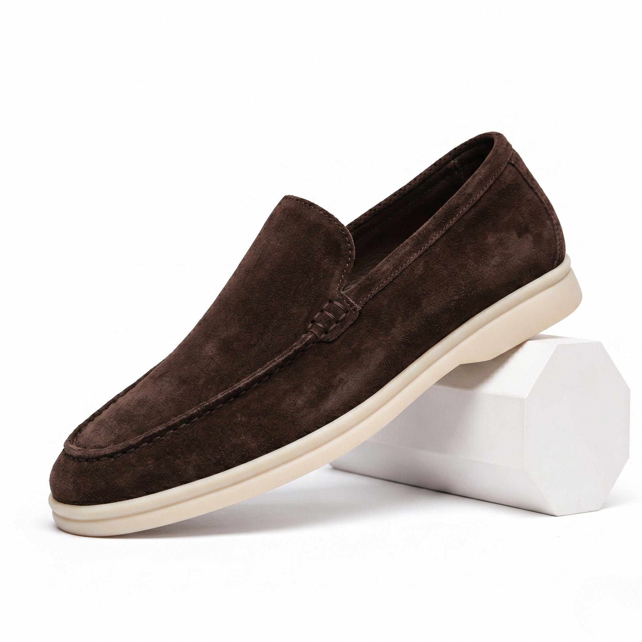 Women's Suede Slip-On Loafers Moccasin Stitch Flatform Sole