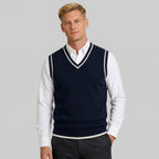 Men's Classic Knit Jumper V Neck Cable Wool Business Wear