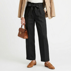 Women's Linen Trousers Tie-Belt Wide-Leg Fit