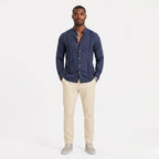 Men's Long Sleeve Shirt Mandarin Collar Pintuck Regular Fit
