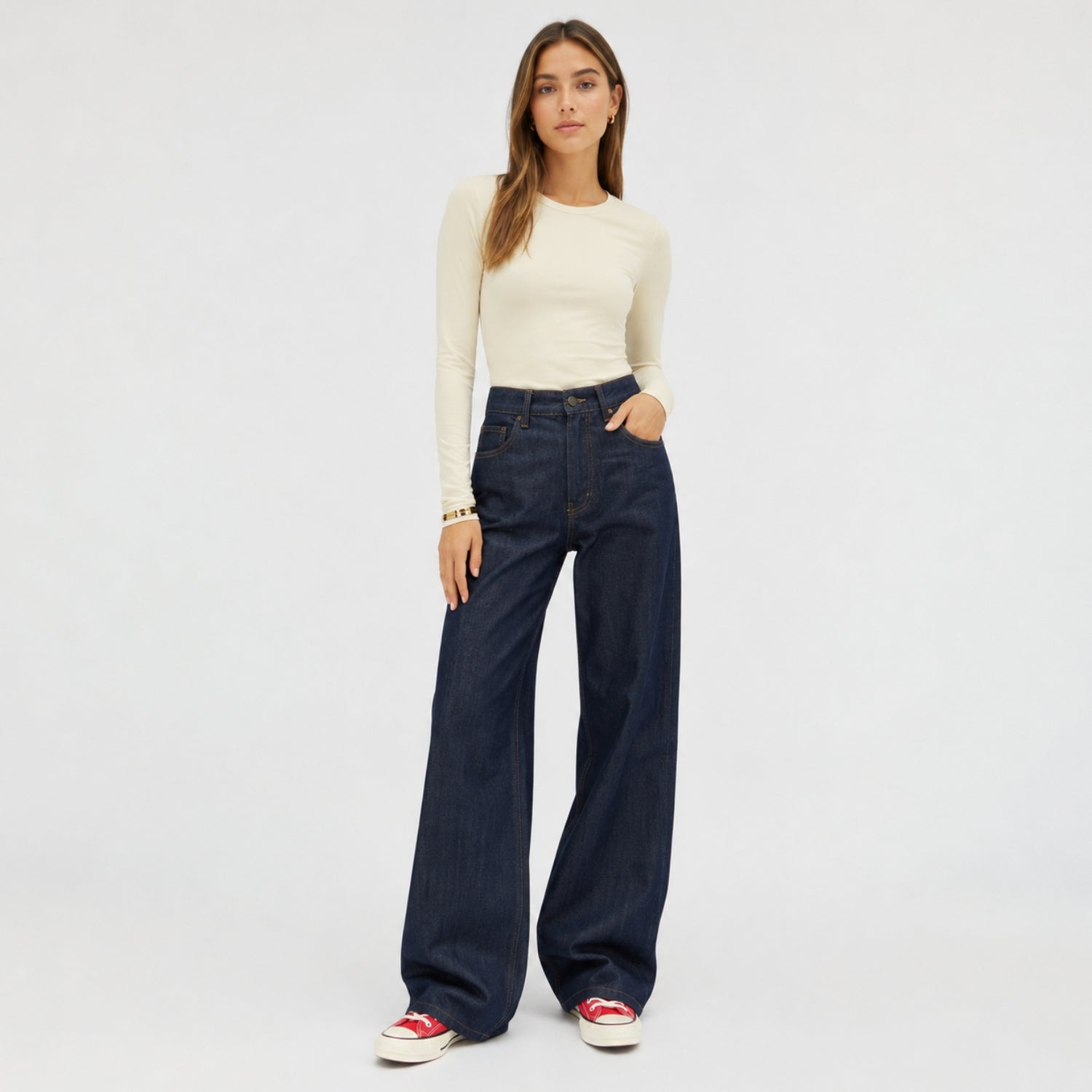 Women's High Rise Jeans Wide Leg Relaxed Fit
