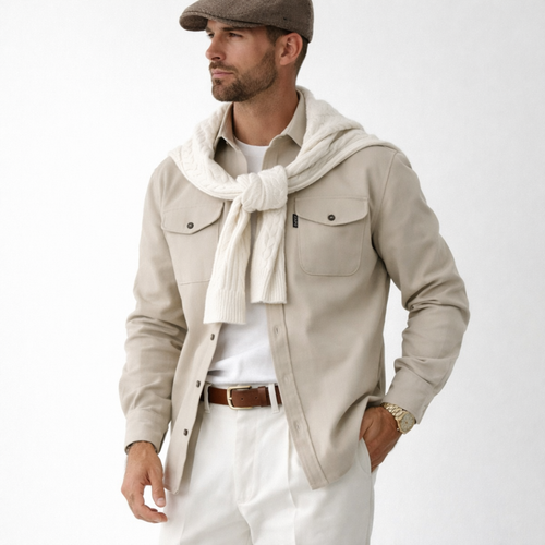 Monterelle | Men’s Cotton Shirt Jacket Classic Fit Button Front