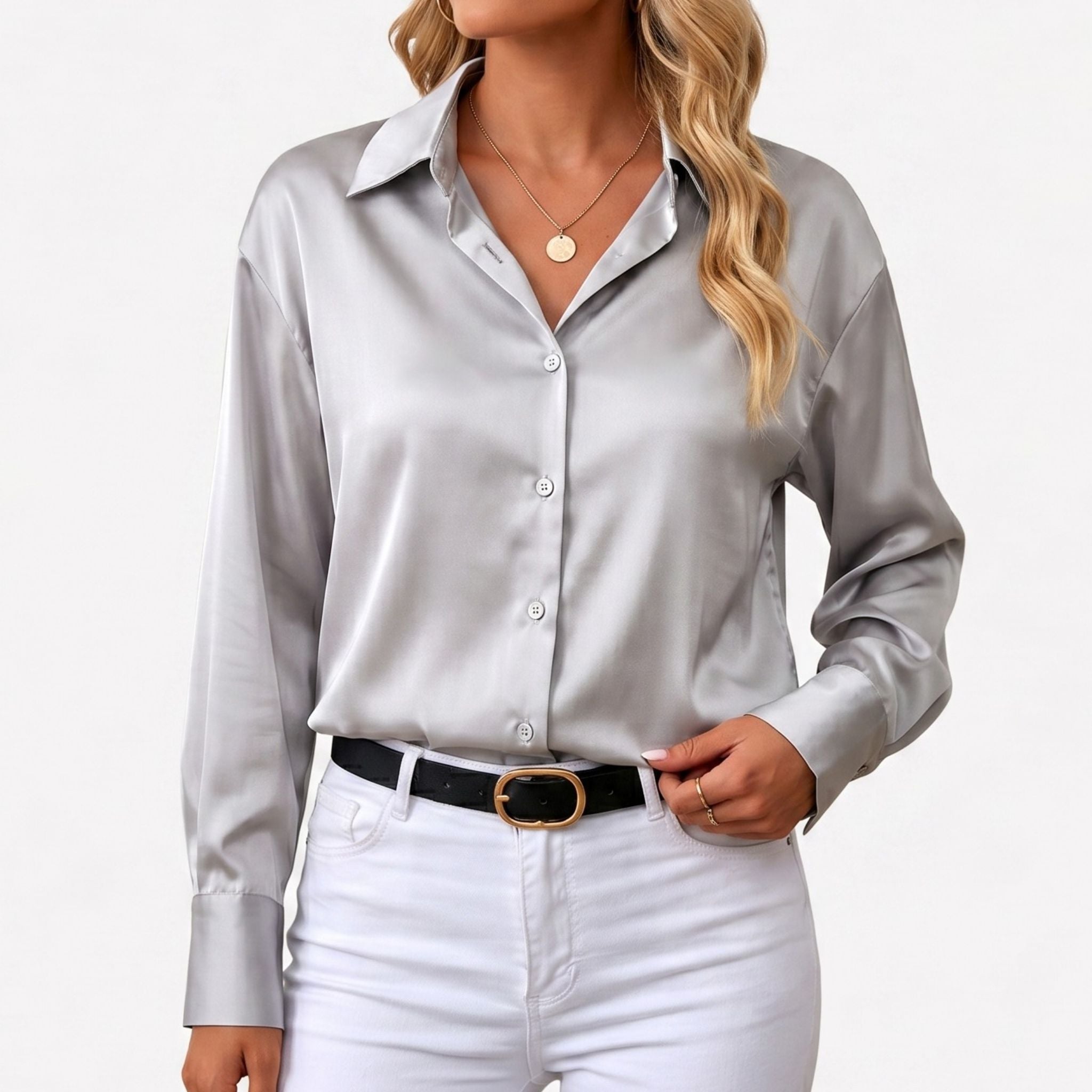 Monterelle | Women’s Satin Dress Blouse Classic Elegant Office Top