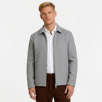 Men's Wool-Blend Harrington Jacket Full-Zip Point Collar Regular Fit