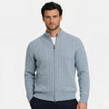 Men's Knit Jumper Cardigan Full-Zip Cable Regular Fit