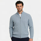 Men's Knit Jumper Cardigan Full-Zip Cable Regular Fit