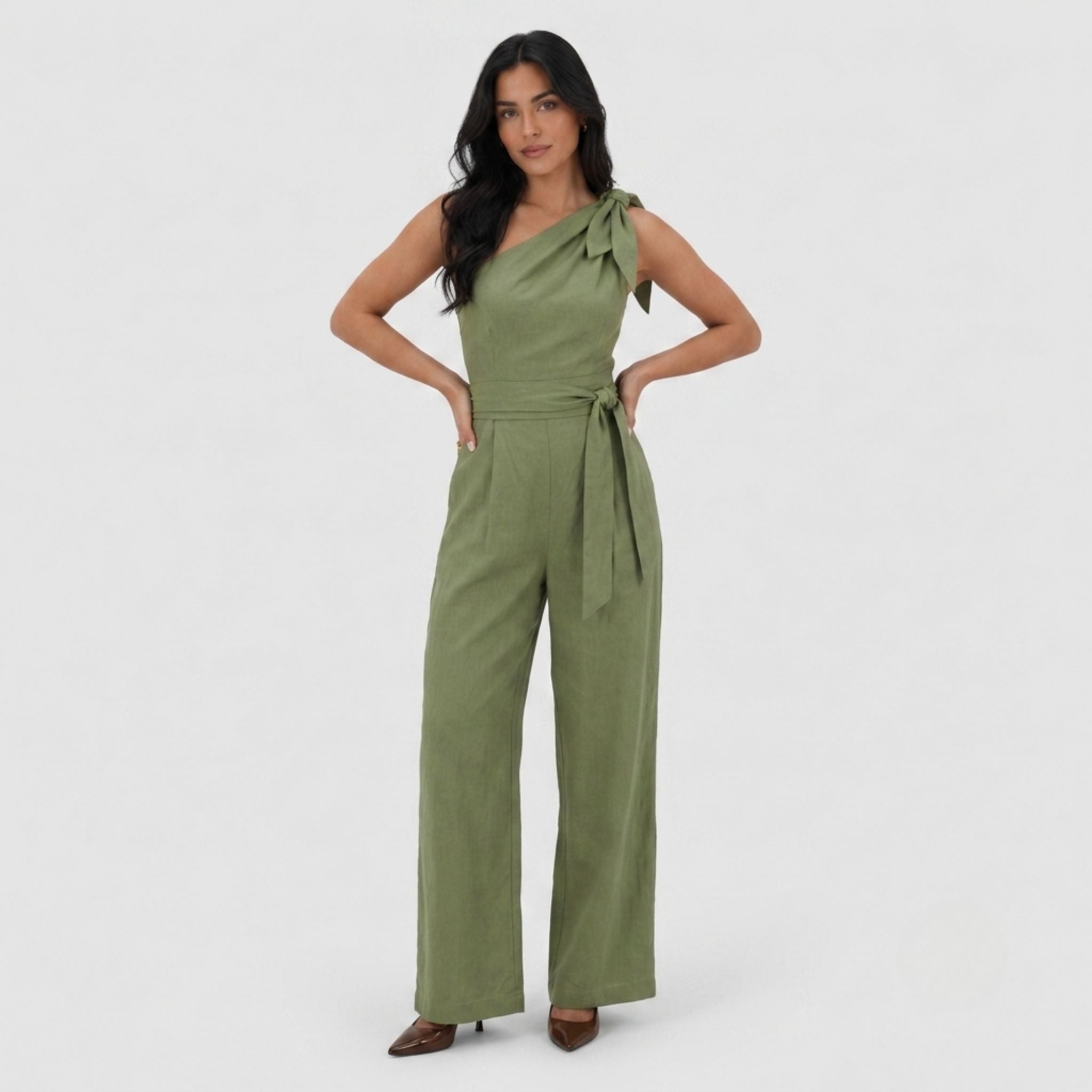Women's Jumpsuit Dress Tie Waist Leg Relaxed Fit