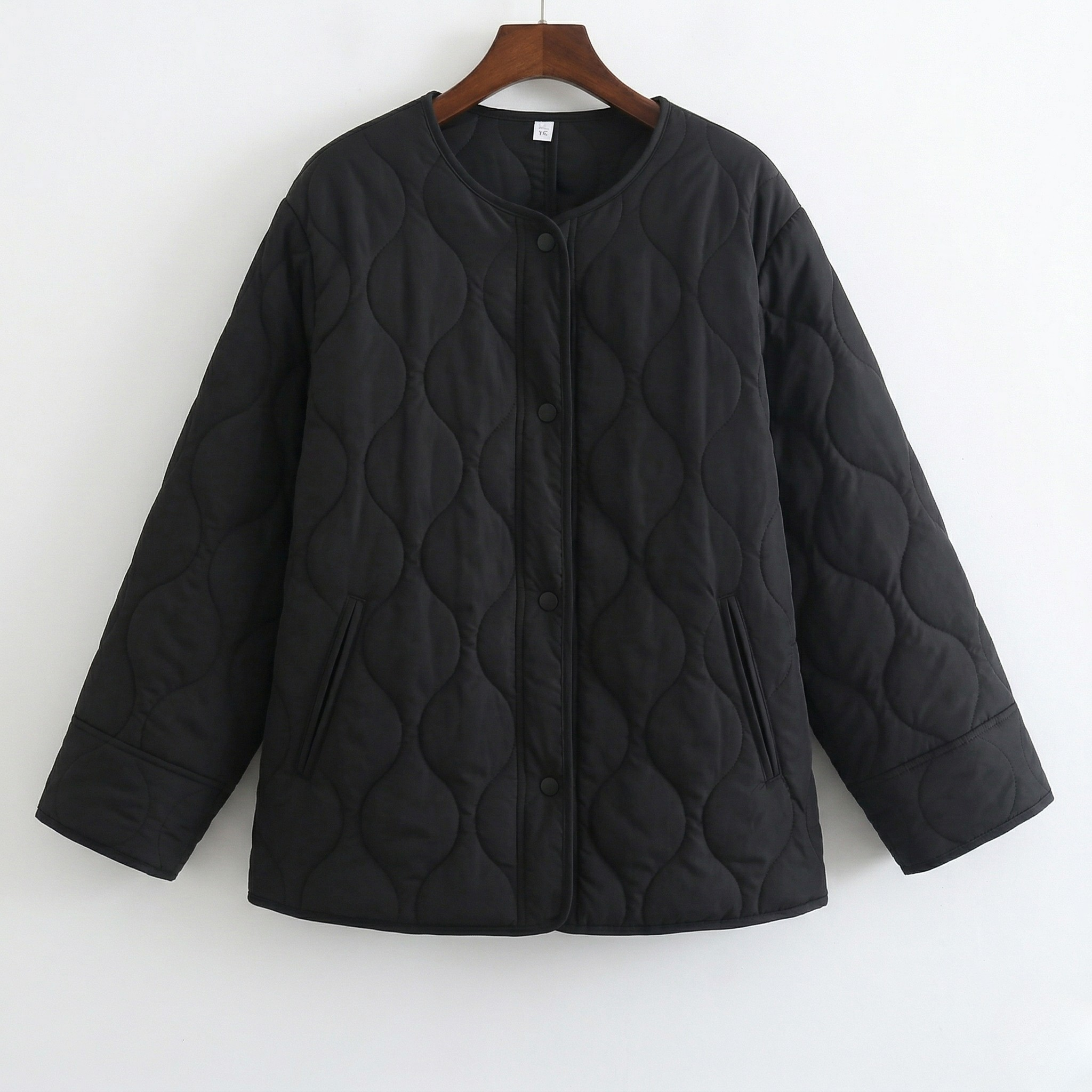 Women's Quilted Jacket Snap-Button Relaxed Fit