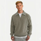 Men's Knit Polo Ribbed Quarter-Zip Relaxed Fit
