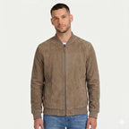 Men's Zip Bomber Jacket Ribbed Collar Regular Fit