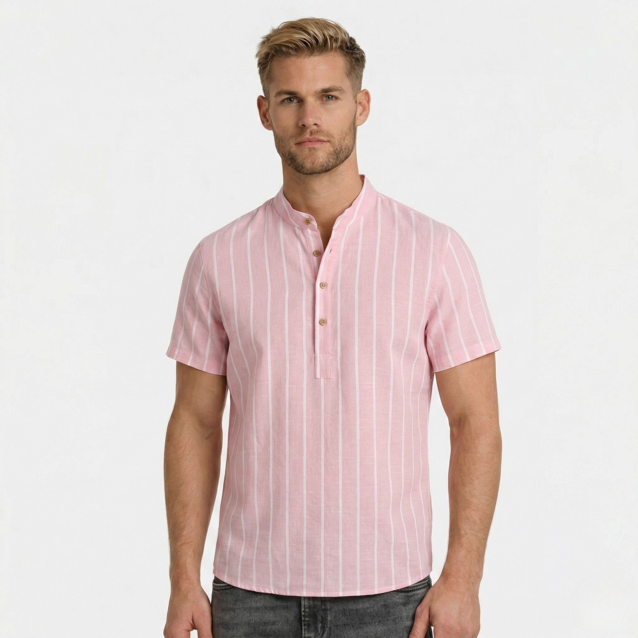 Monterelle | Men’s Striped Short Sleeve Shirt Lightweight Summer Cotton