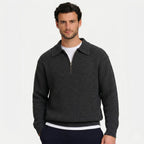 Men's Knit Polo Ribbed Quarter-Zip Relaxed Fit