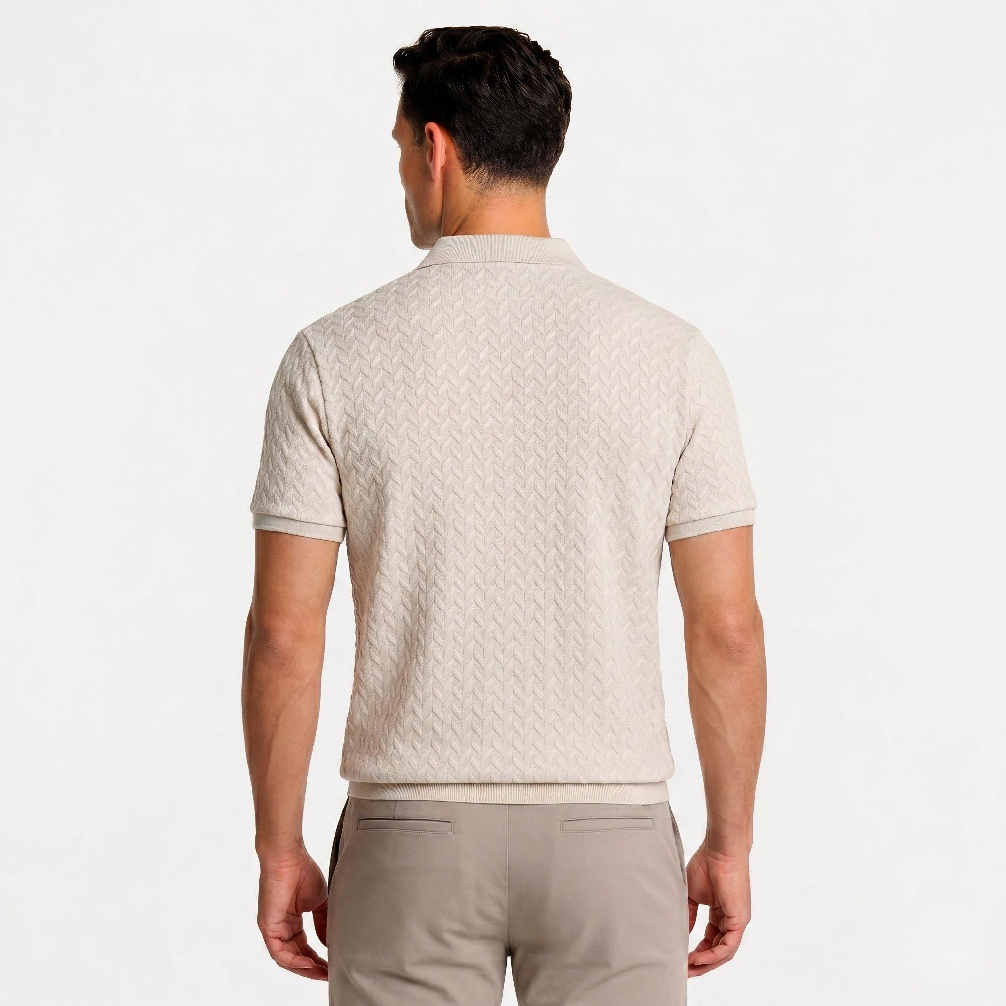 Monterelle | Men’s Textured Cotton Polo Shirt Breathable Smart Casual