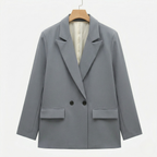 Women's Double-Breasted Blazer Peak Lapel Longline Tailored Relaxed Fit