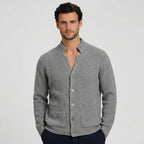 Men's Knit Cardigan Ribbed Patch Pocket Regular Fit